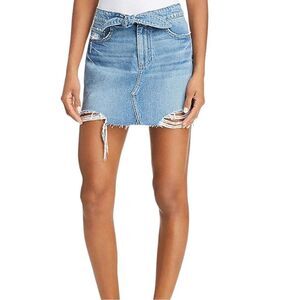 PAIGE Althea Distressed Denim Skirt